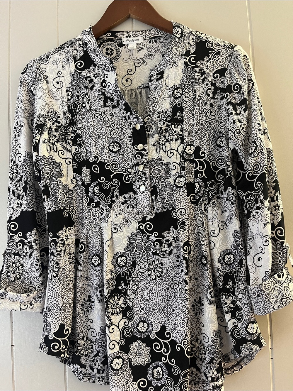 Westport Black & White Floral Patchwork Tunic